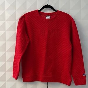 Champion women's Quilted Red Utah Utes Crewneck Sweater